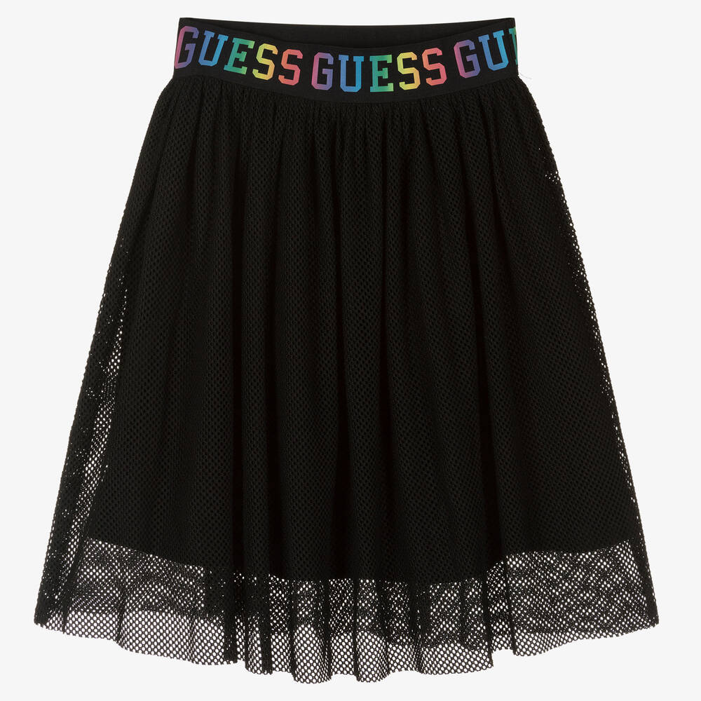 Guess - Schwarzer Mesh-Rock für Mädchen | Childrensalon