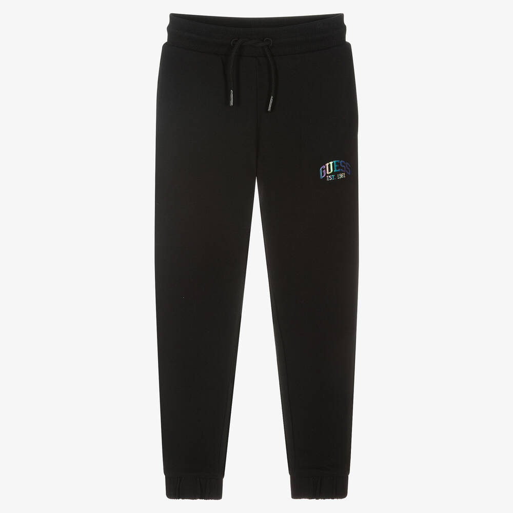 Guess - Girls Black Metallic Logo Joggers | Childrensalon