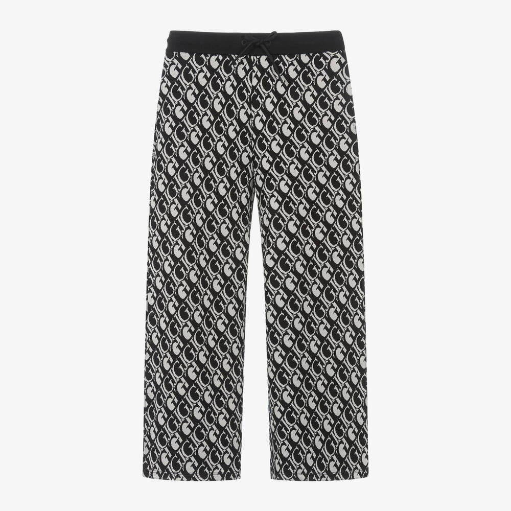 Guess-Girls Black Monogram Wide Leg Joggers | Childrensalon Outlet