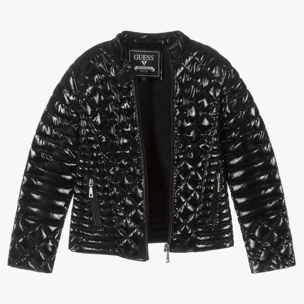 Guess-Girls Black Quilted Jacket | Childrensalon Outlet