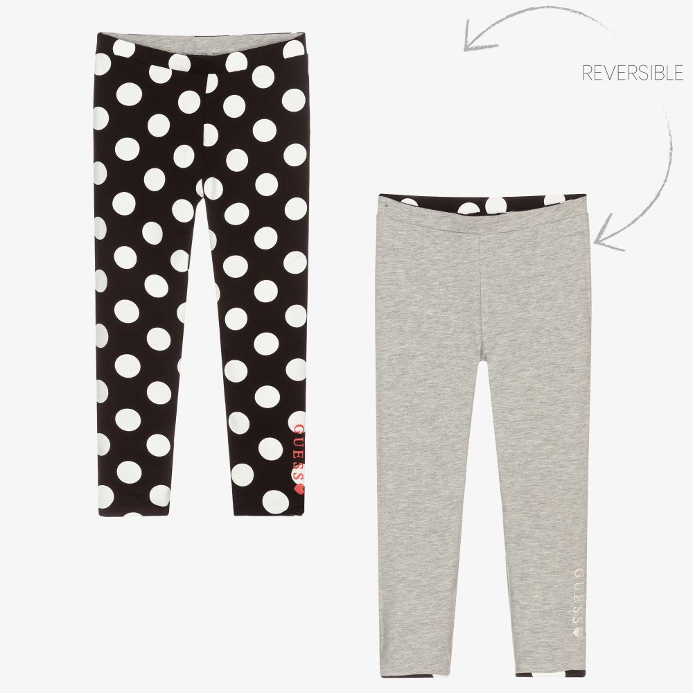 Guess - Girls Black Reversible Leggings | Childrensalon