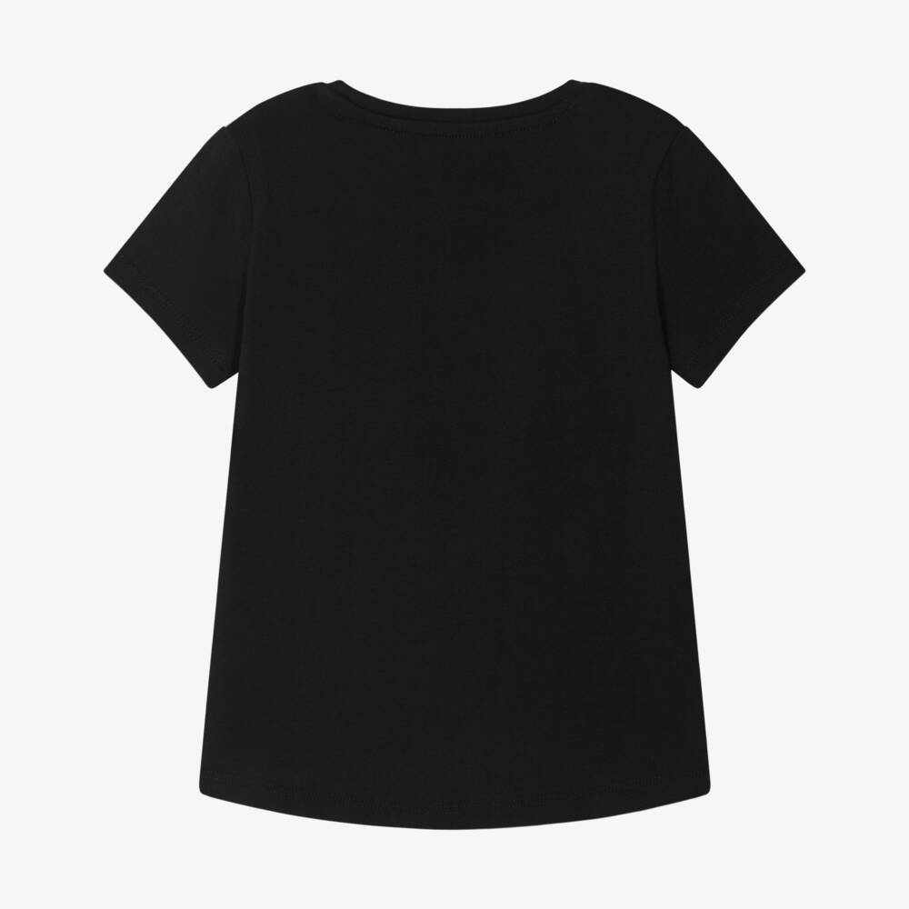 Guess-Girls Black Sequinned Logo T-Shirt | Childrensalon Outlet