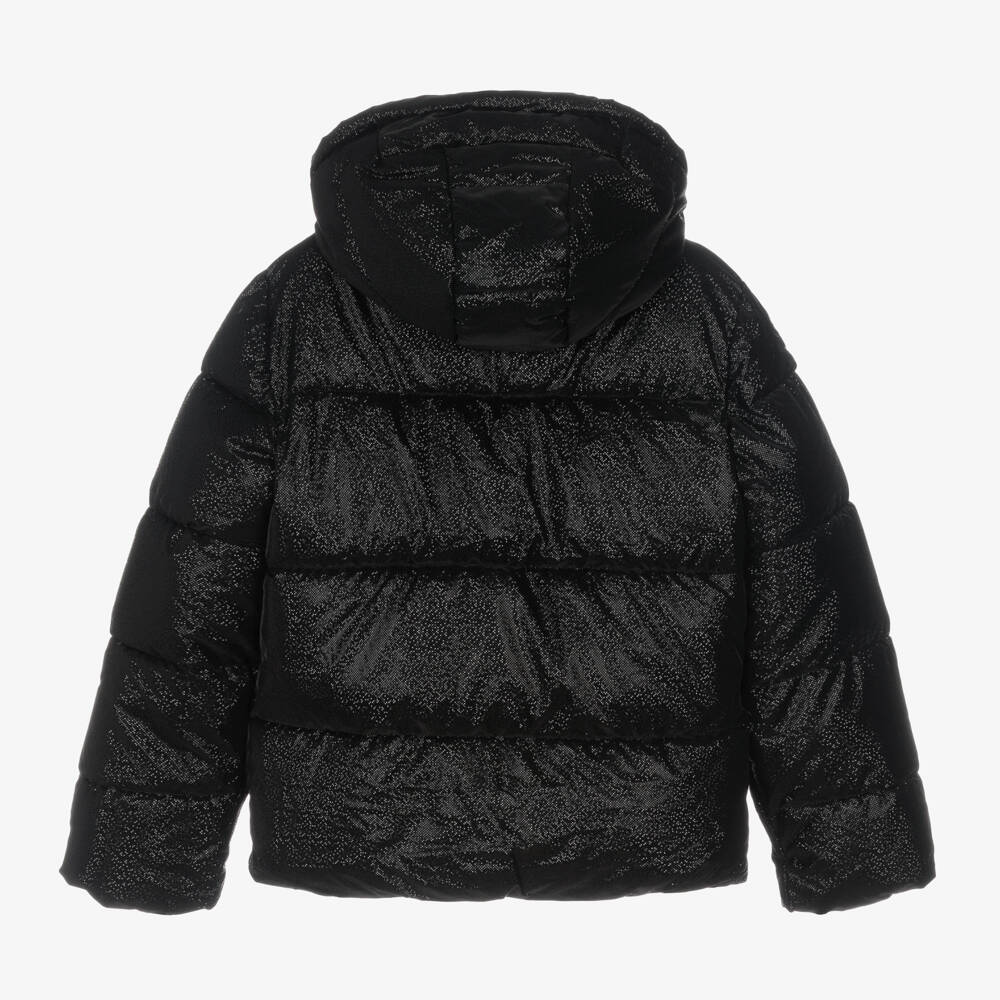 Guess-Girls Black Sparkle Puffer Coat | Childrensalon Outlet