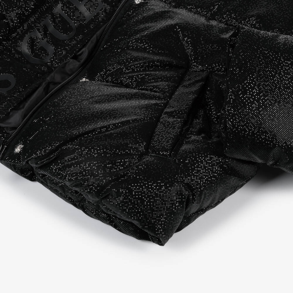 Guess-Girls Black Sparkle Puffer Coat | Childrensalon Outlet