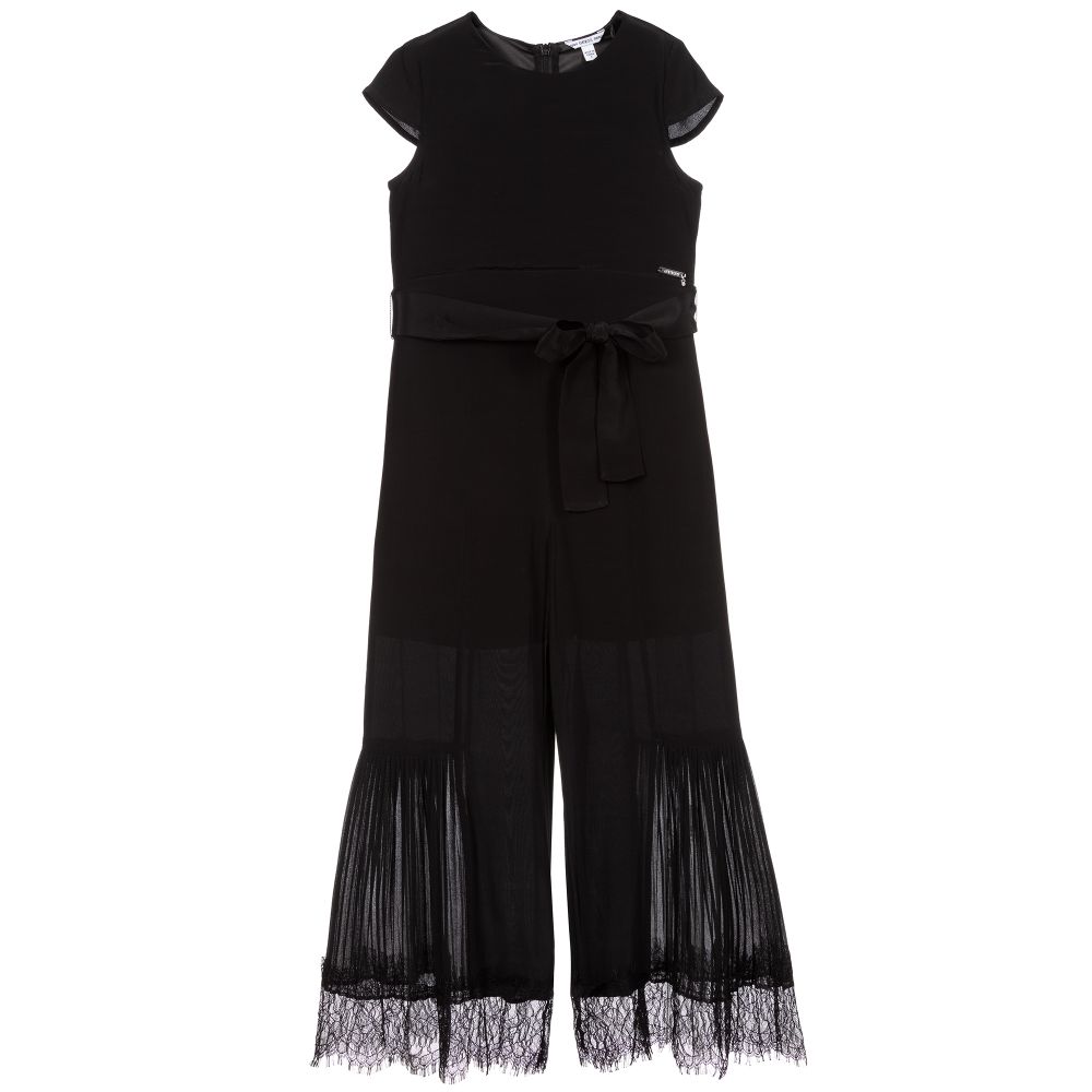 Guess-Girls Black Viscose Jumpsuit | Childrensalon Outlet