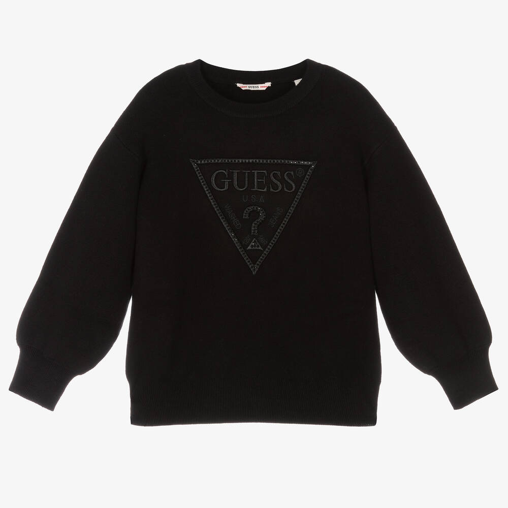 Guess - Girls Black Viscose Sweater | Childrensalon