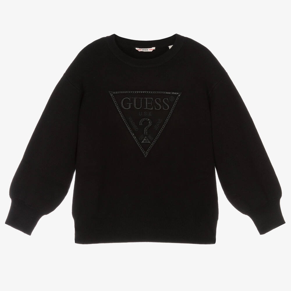 Guess Pull noir en viscose fille Childrensalon Outlet