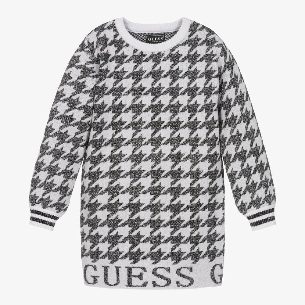 Guess - Черно-белое платье в гусиную лапку | Childrensalon