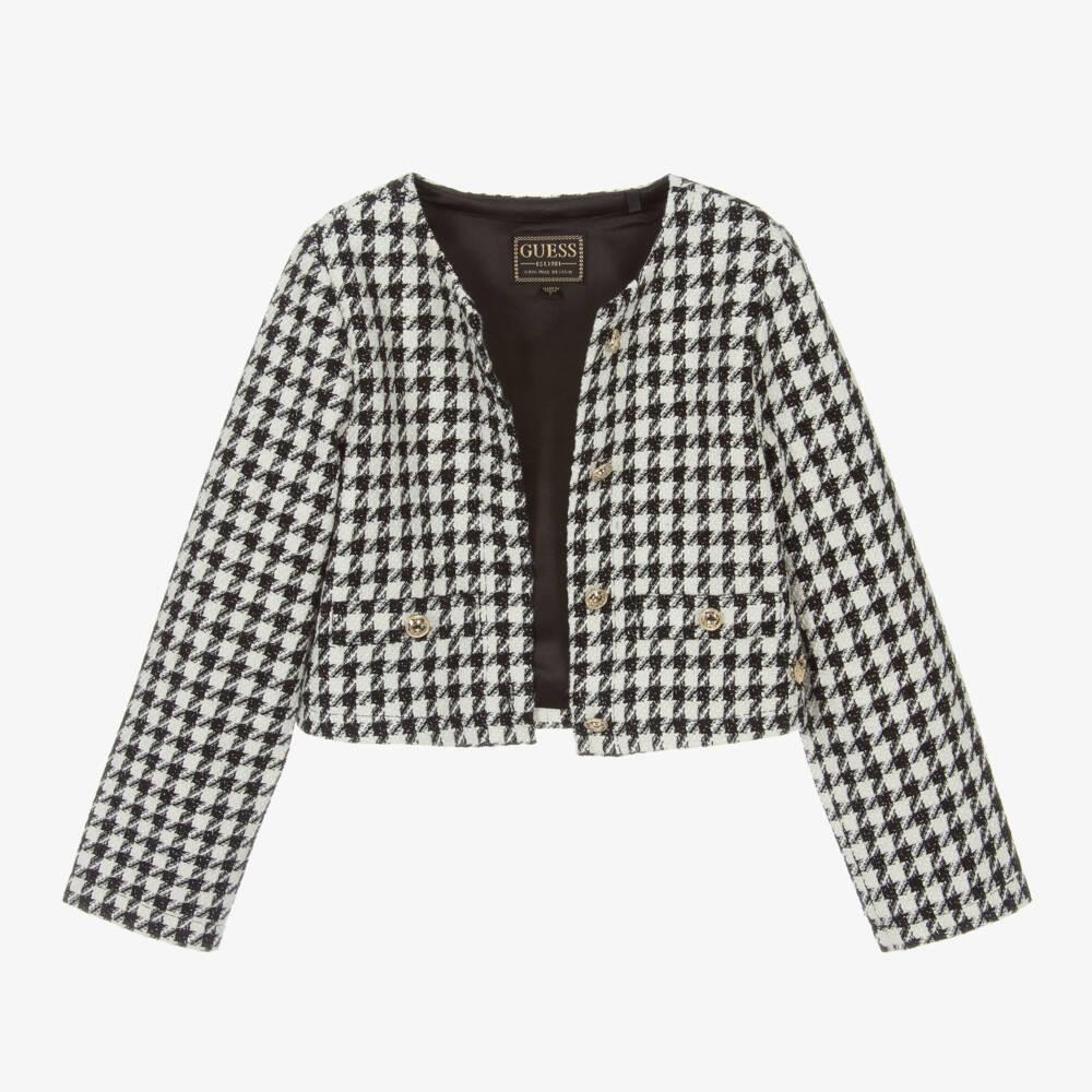 Guess-Girls Black & White Tweed Jacket | Childrensalon Outlet