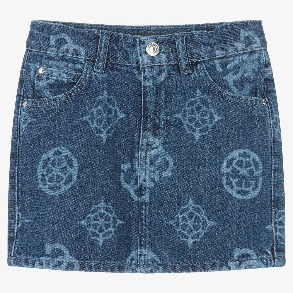 Guess-Girls Blue 4g Peony Denim Skirt | Childrensalon Outlet