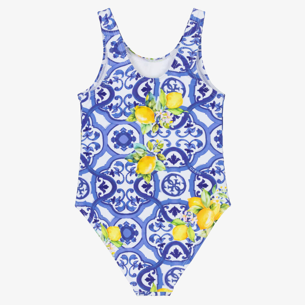 Guess-Girls Blue Amalfi Print Bathing Suit | Childrensalon Outlet
