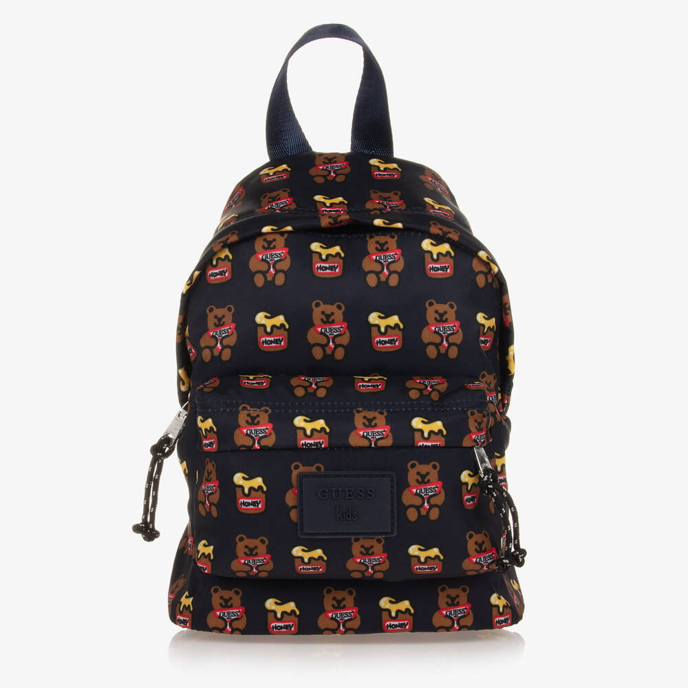 Guess - Girls Blue Bear Print Backpack (26cm) | Childrensalon