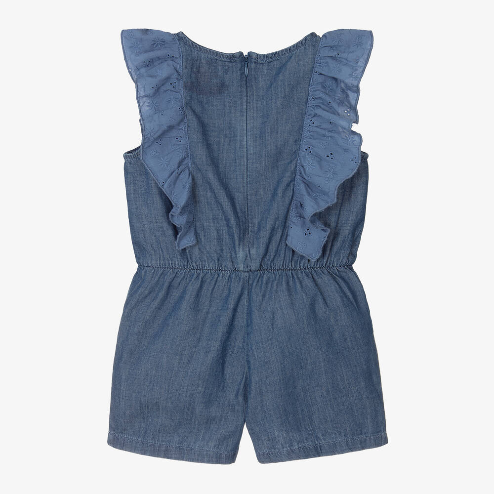 Guess-Girls Blue Chambray Playsuit | Childrensalon Outlet