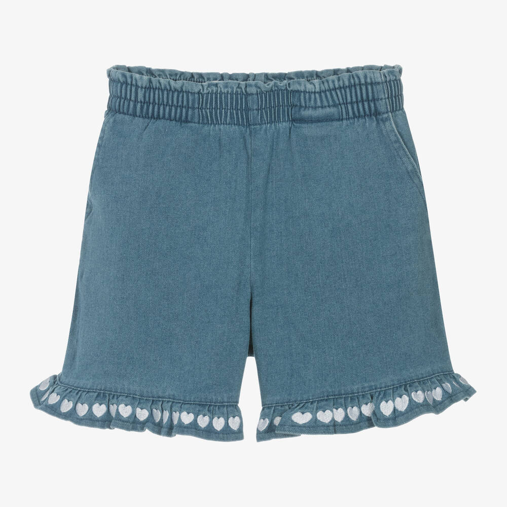 Guess-Girls Blue Cotton Shorts | Childrensalon Outlet