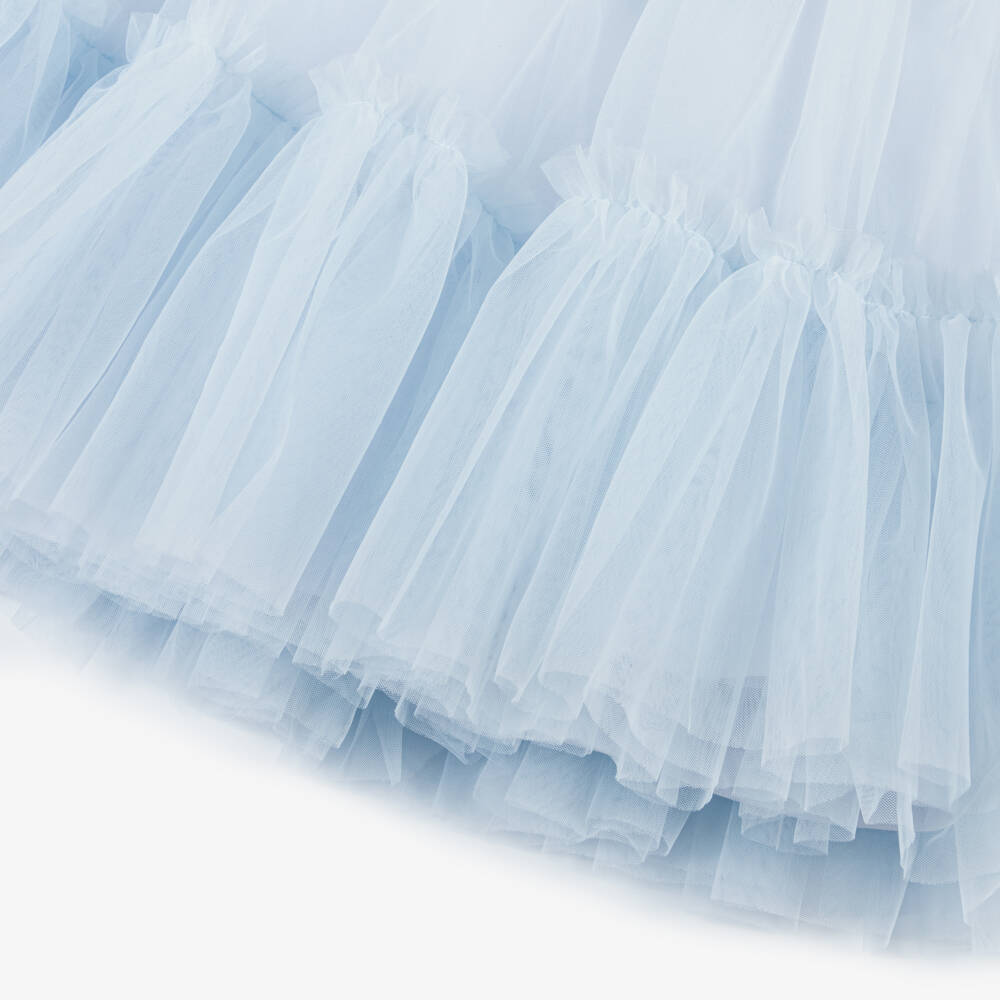 Guess-فستان بناتي أزرق من القطن والتول الفاخر | Childrensalon Outlet