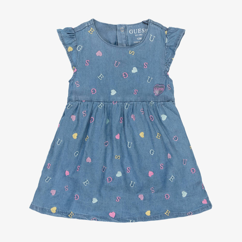 Guess-Girls Blue Denim Heart Dress | Childrensalon Outlet