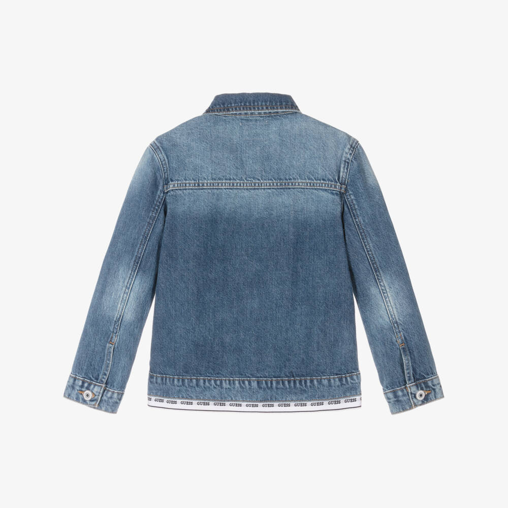 Guess-Джинсовая куртка с логотипом для девочек синяя | Childrensalon Outlet