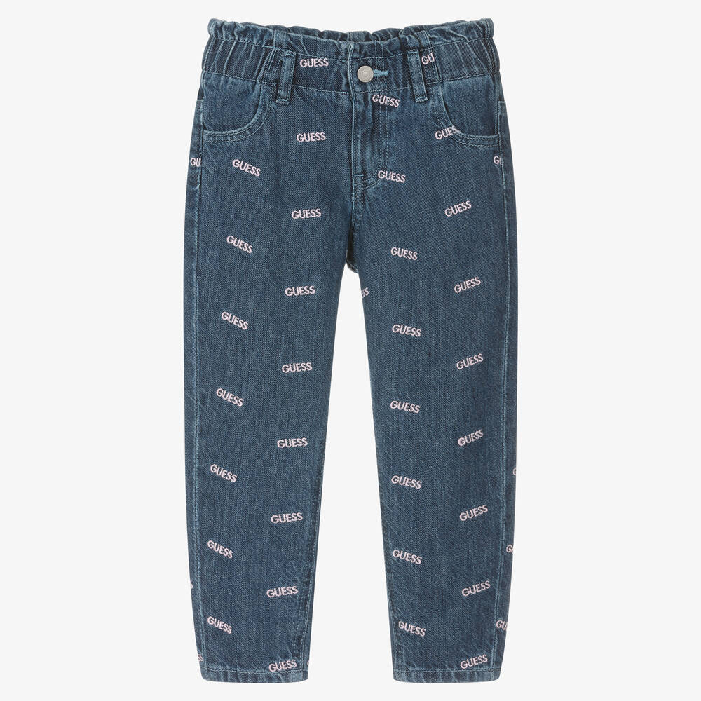 Guess - Jean bleu à taille froncée fille | Childrensalon