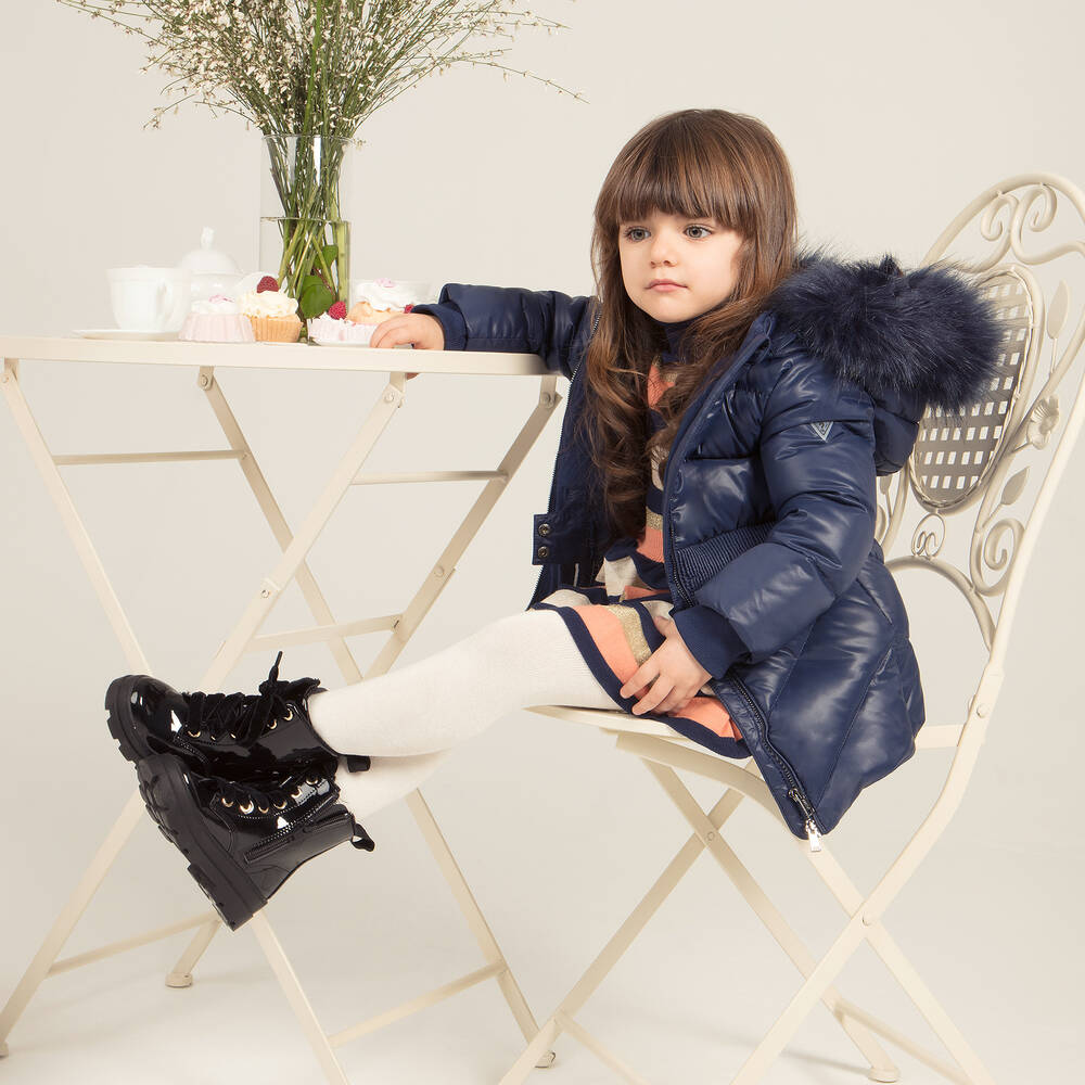 Guess-Girls Blue Down Padded Coat | Childrensalon Outlet