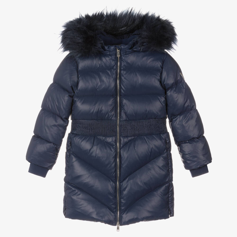 Guess - Girls Blue Down Padded Coat | Childrensalon