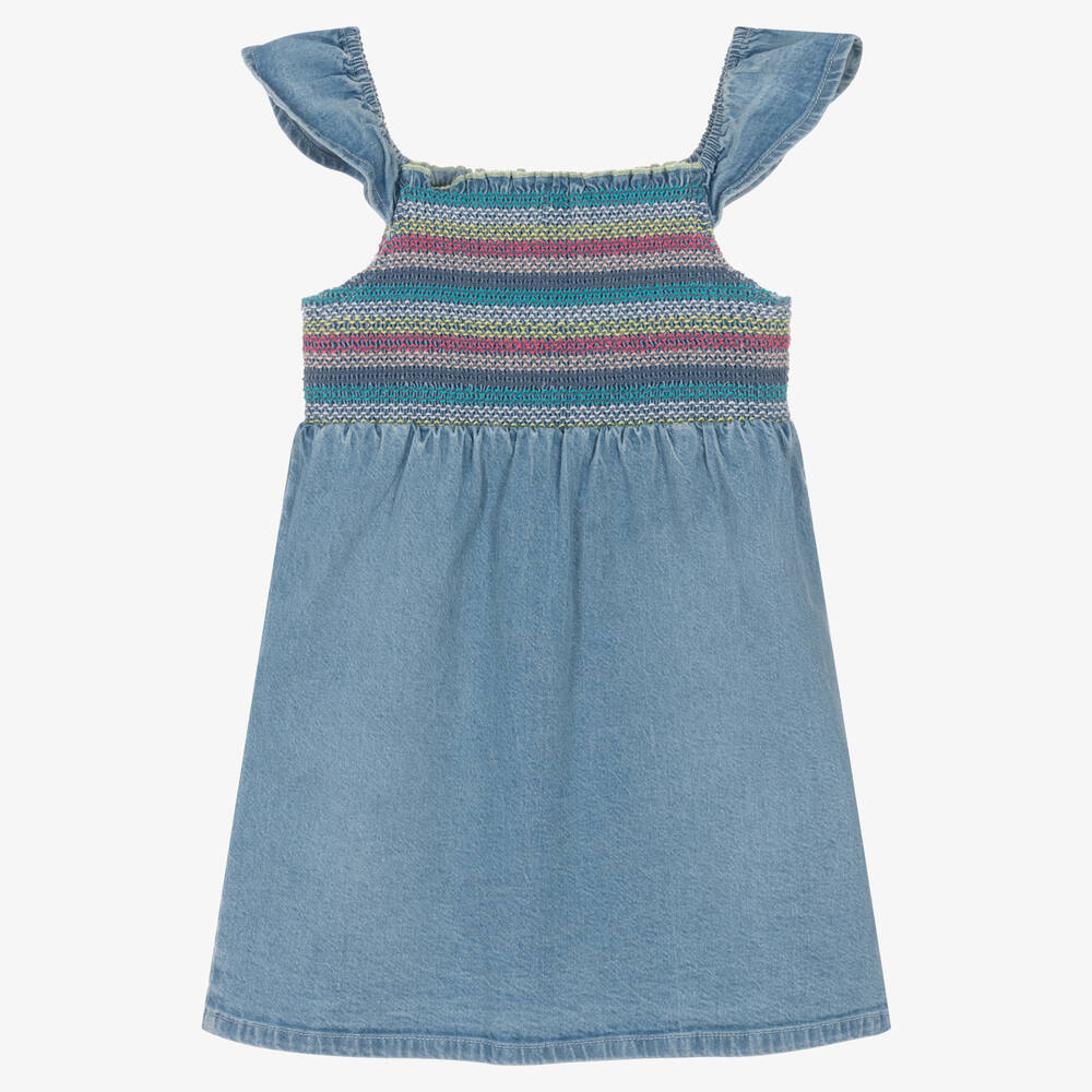 Guess-Голубое платье из шамбре с вышивкой | Childrensalon Outlet