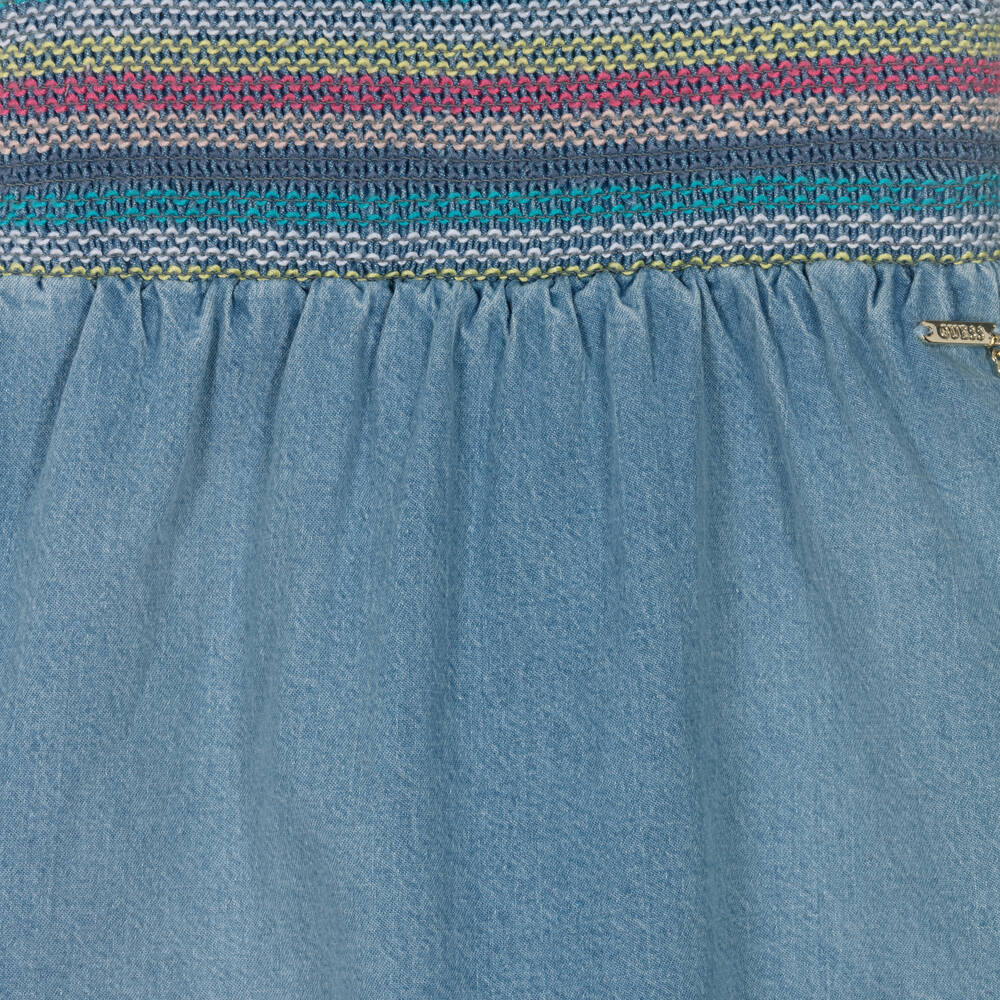 Guess-Голубое платье из шамбре с вышивкой | Childrensalon Outlet