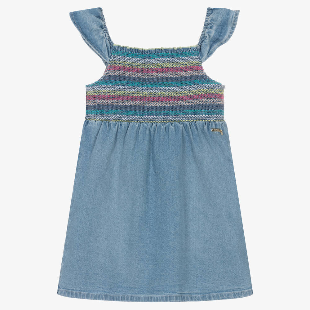 Guess - Blaues Chambray-Kleid mit Stickerei | Childrensalon