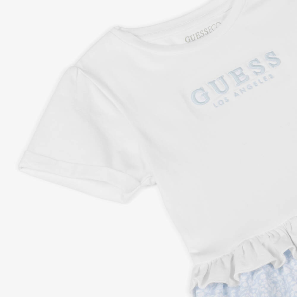 Guess-Girls Blue Floral Cotton Dress | Childrensalon Outlet