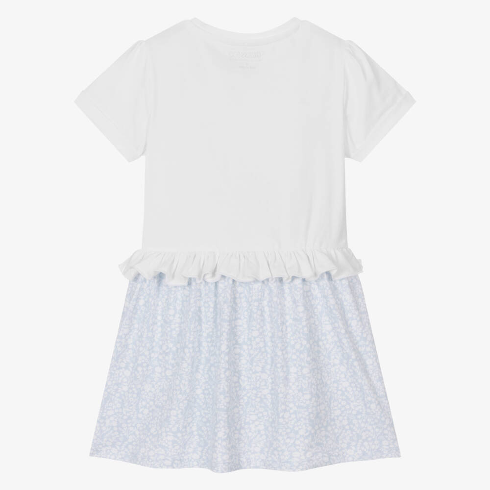 Guess-Girls Blue Floral Cotton Dress | Childrensalon Outlet