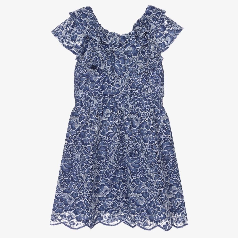 Guess-Girls Blue Floral Lace Dress | Childrensalon Outlet