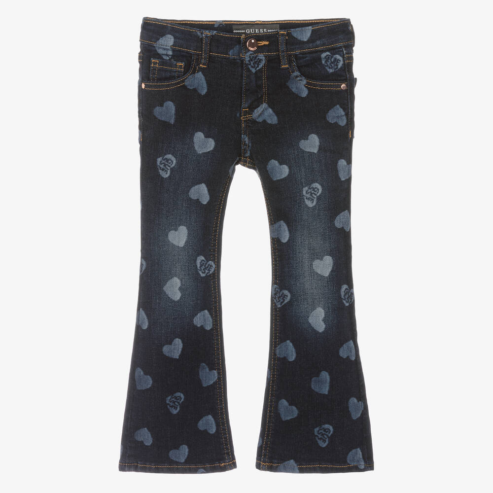 Guess-Girls Blue Heart Flared Jeans | Childrensalon Outlet