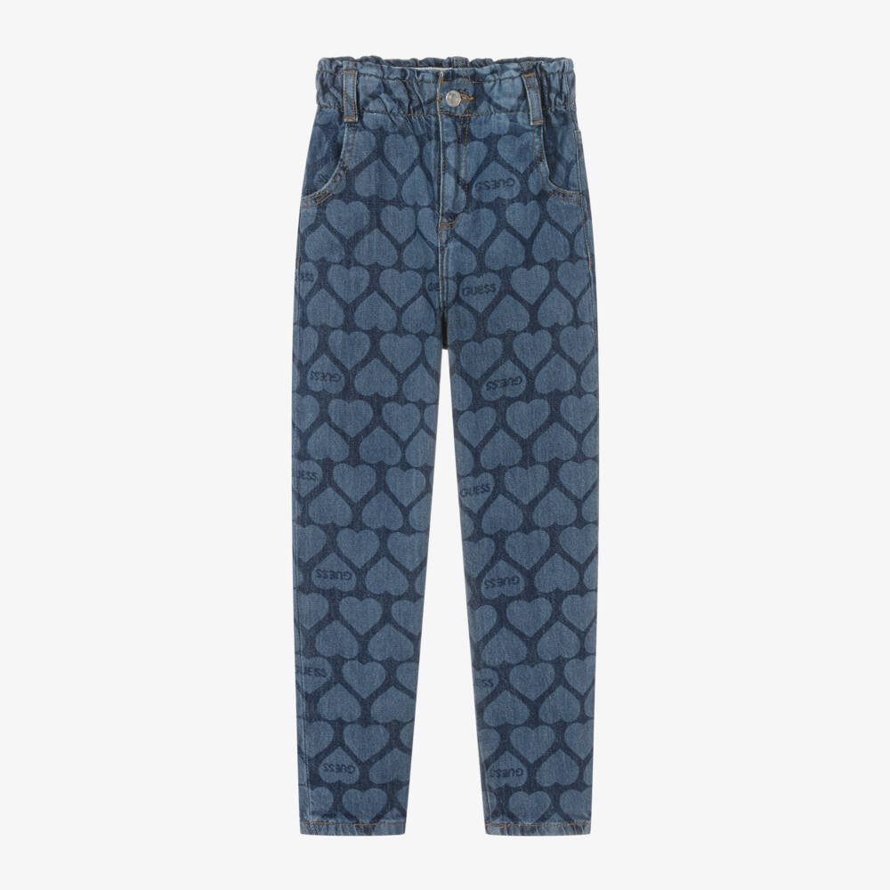 Guess-Girls Blue Heart Pattern Jeans | Childrensalon Outlet