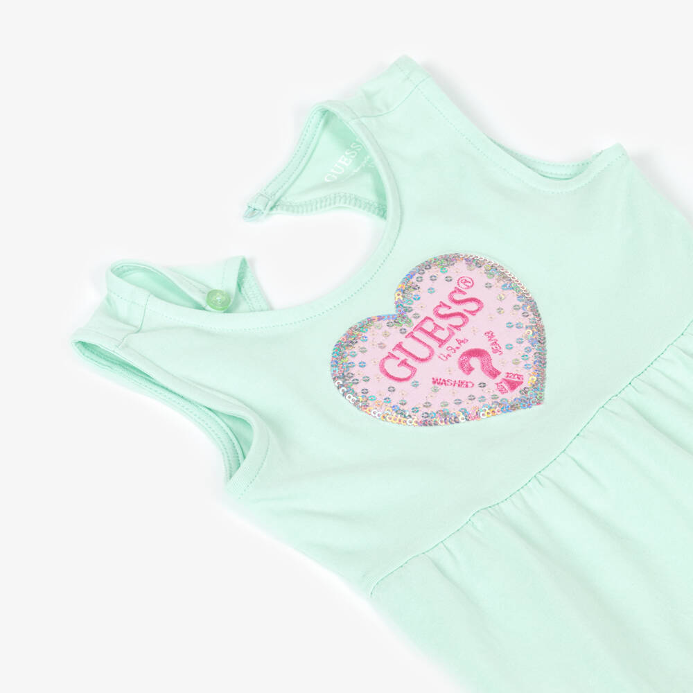 Guess-Girls Blue Heart Pattern Jersey Frock | Childrensalon Outlet