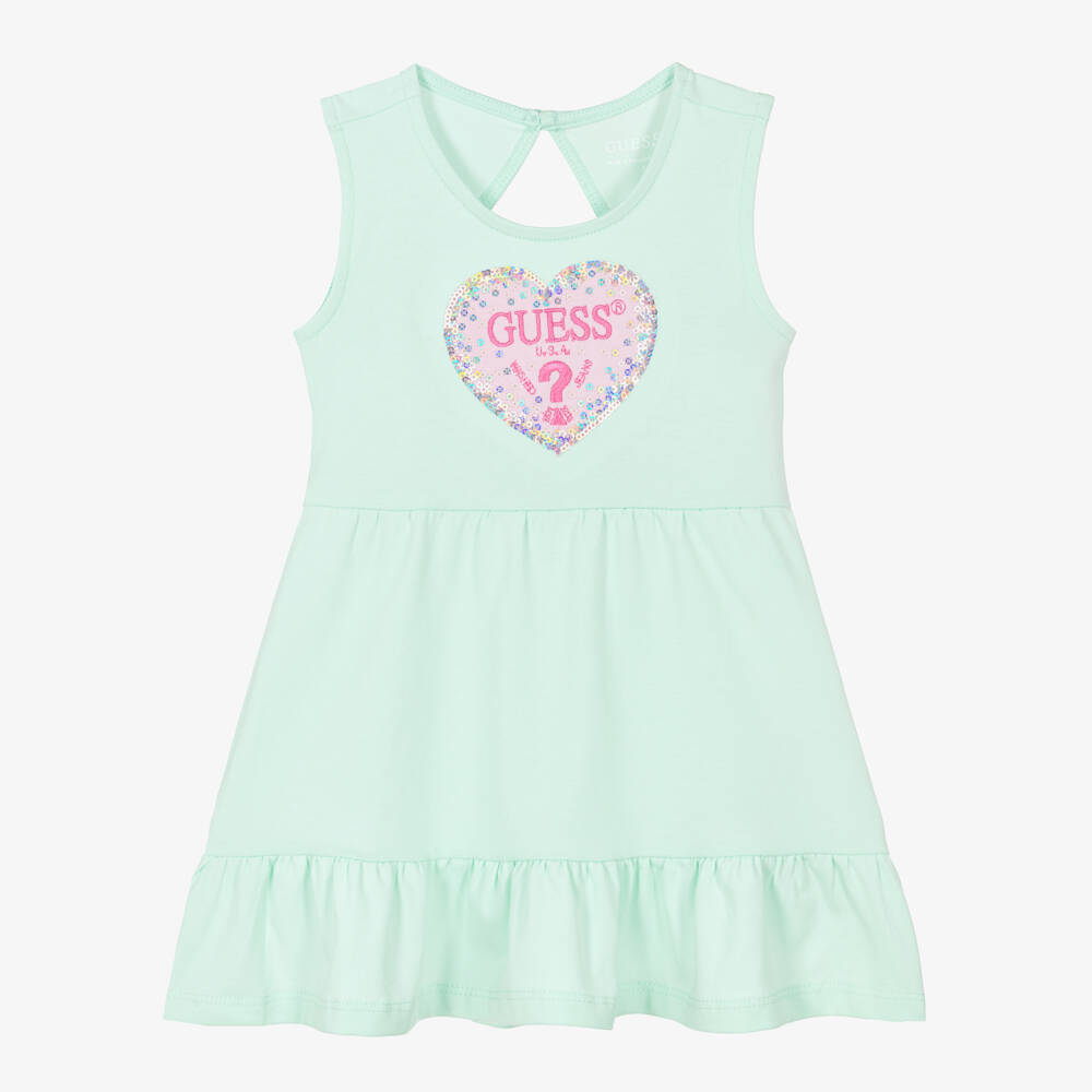 Guess-Girls Blue Heart Pattern Jersey Frock | Childrensalon Outlet