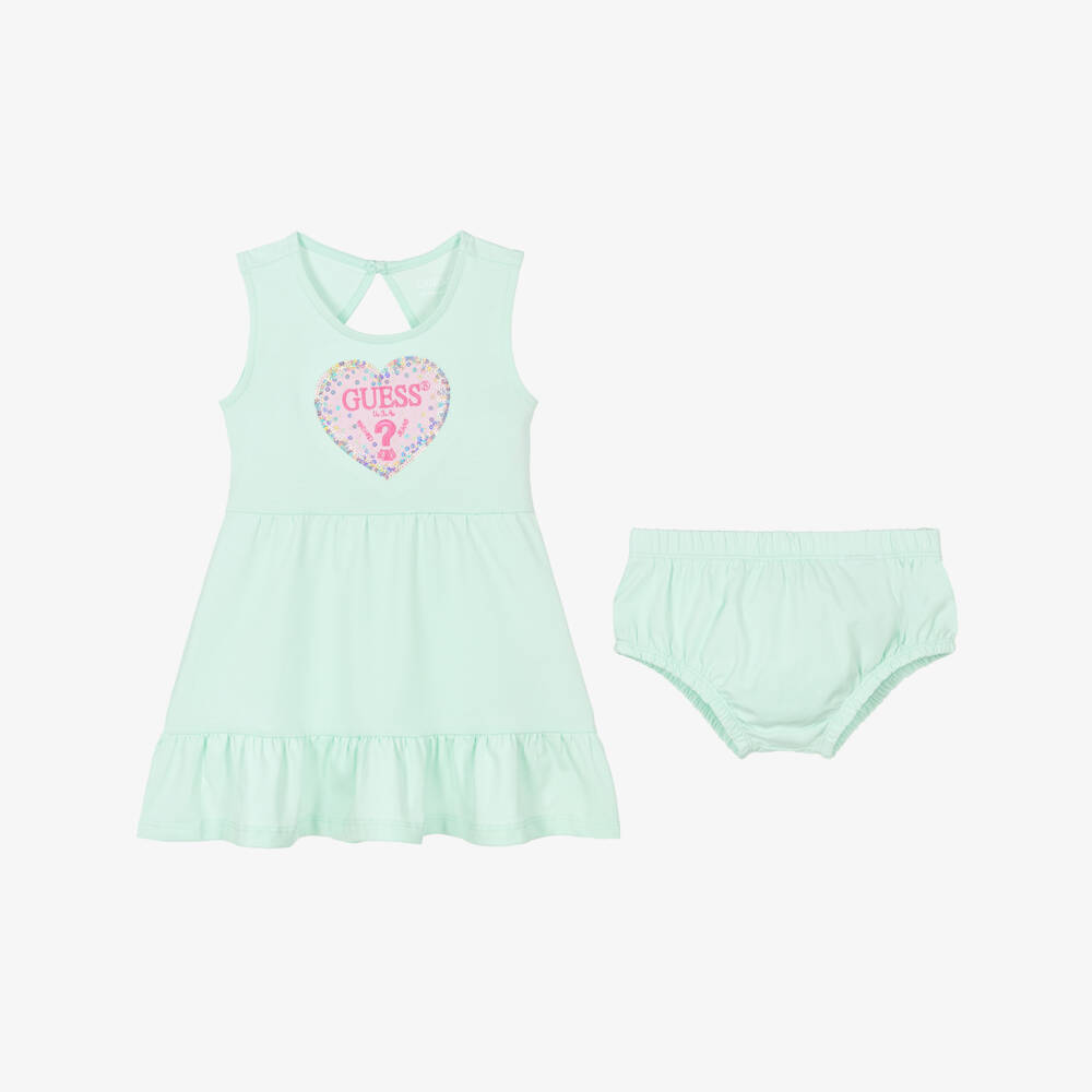 Guess-Girls Blue Heart Pattern Jersey Frock | Childrensalon Outlet