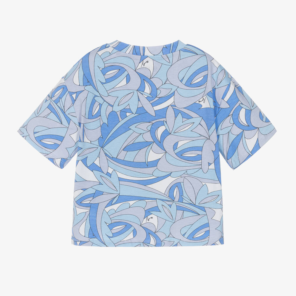 Guess-Girls Blue Icon Cotton T-Shirt | Childrensalon Outlet