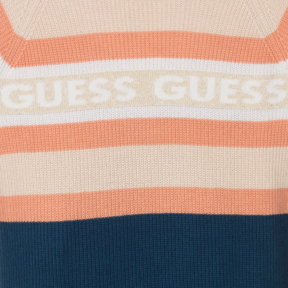 Guess-Girls Blue Knitted Logo Dress | Childrensalon Outlet