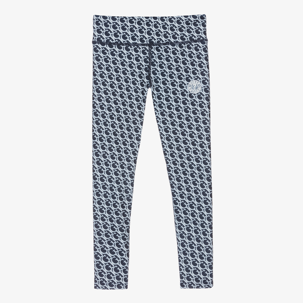 Guess - Girls Blue Logo Leggings | Childrensalon