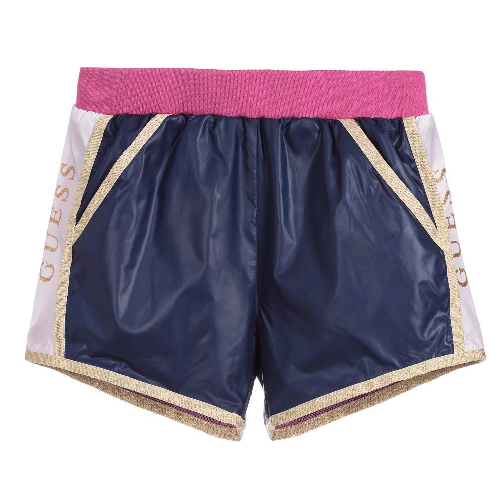 Guess - Girls Blue Logo Shorts | Childrensalon