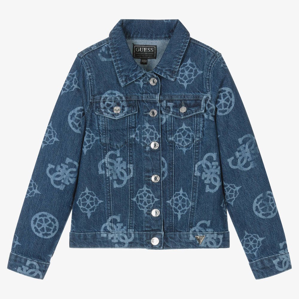 Guess - Girls Blue Printed Denim Jacket | Childrensalon