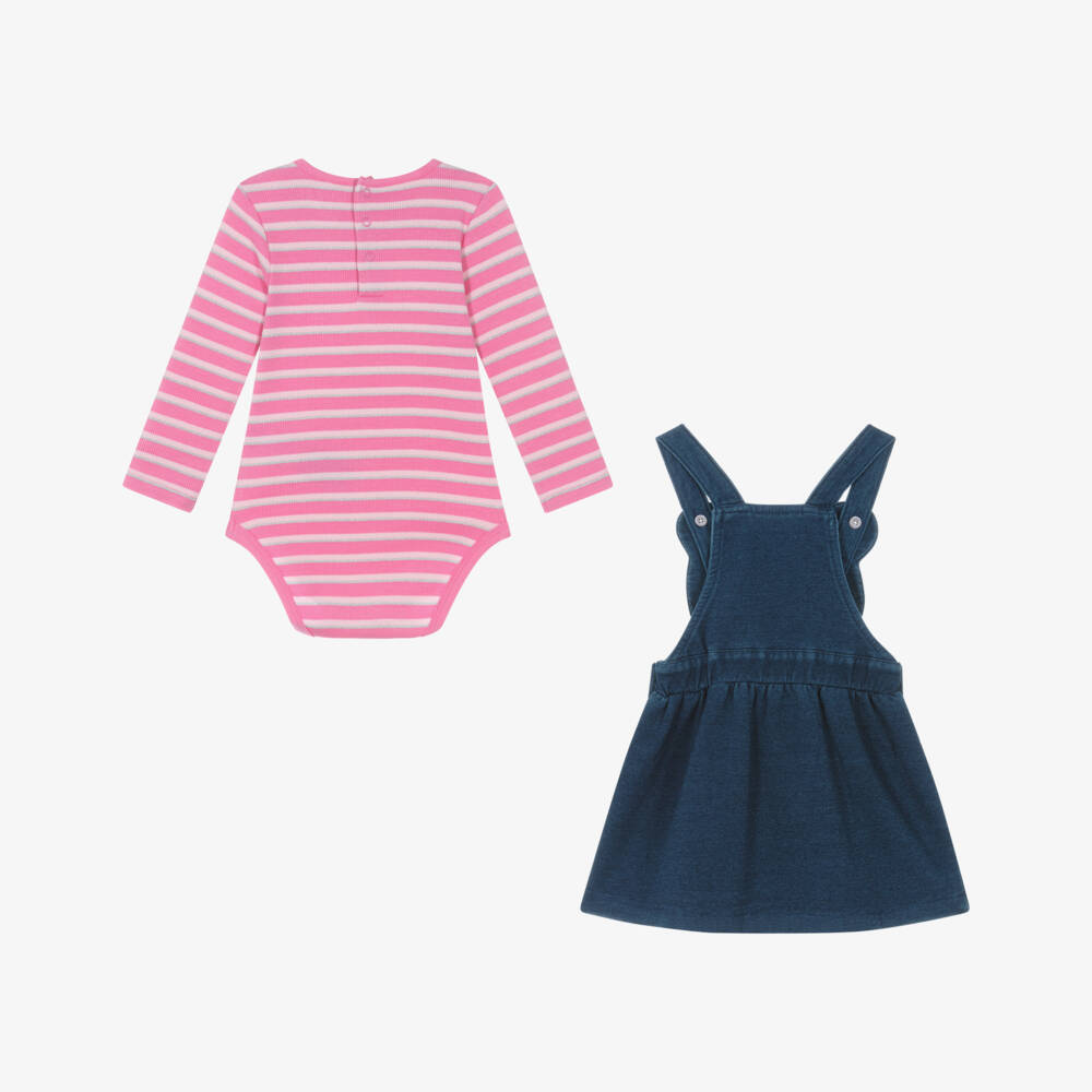Guess-Girls Blue Teddy Pinafore Set | Childrensalon Outlet