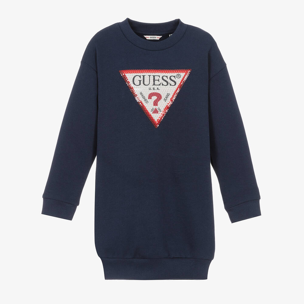 Guess - Girls Blue Triangle Sweatshirt Dress | Childrensalon