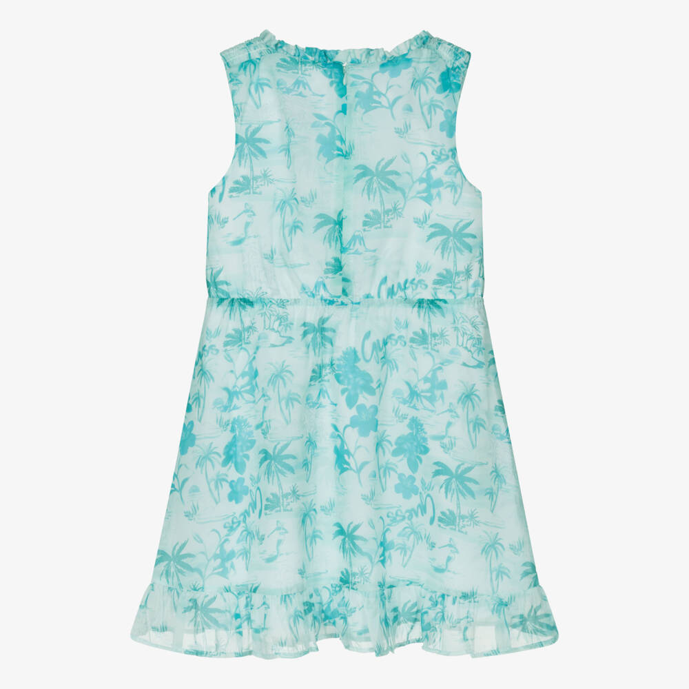 Guess-Girls Blue Tropical Chiffon Dress | Childrensalon Outlet