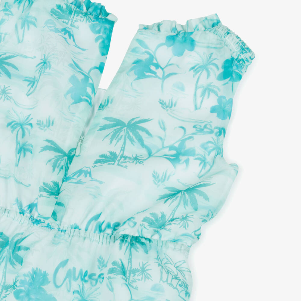 Guess-Girls Blue Tropical Chiffon Dress | Childrensalon Outlet