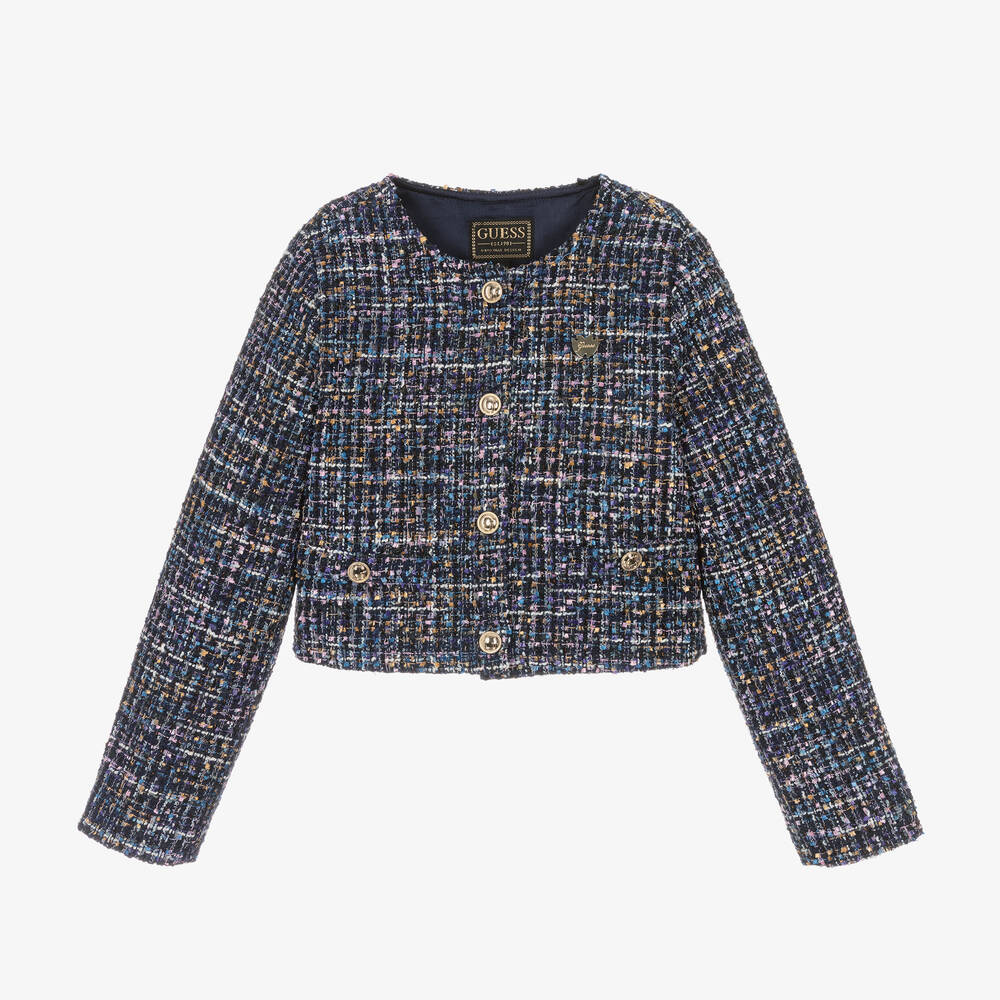 Guess-Girls Blue Tweed Jacket | Childrensalon Outlet