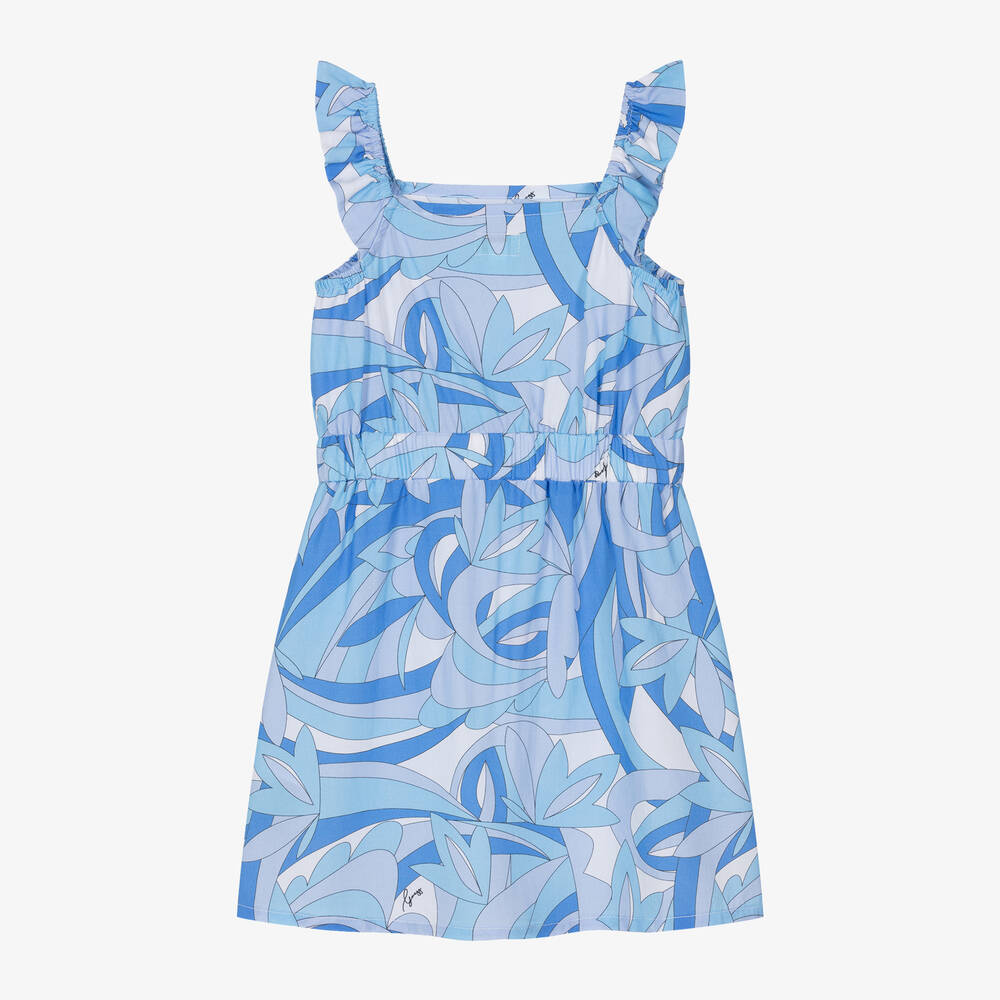 Guess-Girls Blue & White Viscose Dress | Childrensalon Outlet