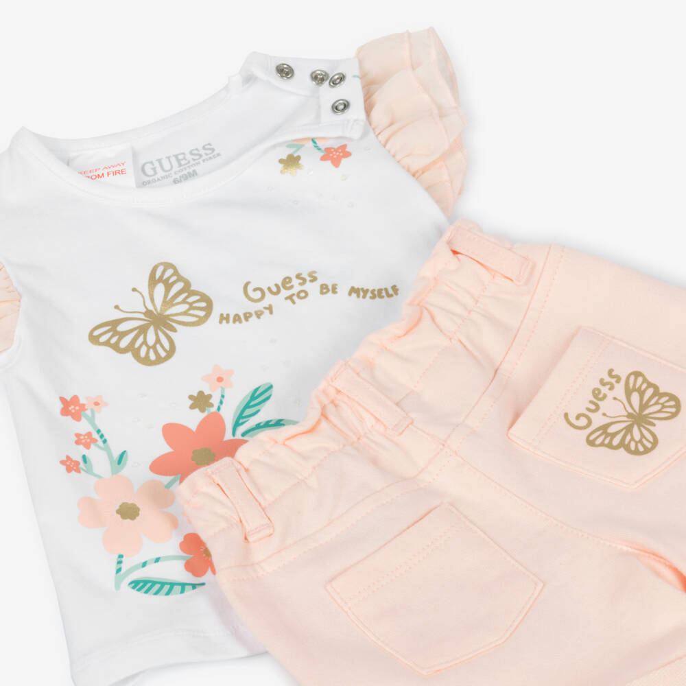 Guess-Набор из розового и белого хлопка для девочек | Childrensalon Outlet