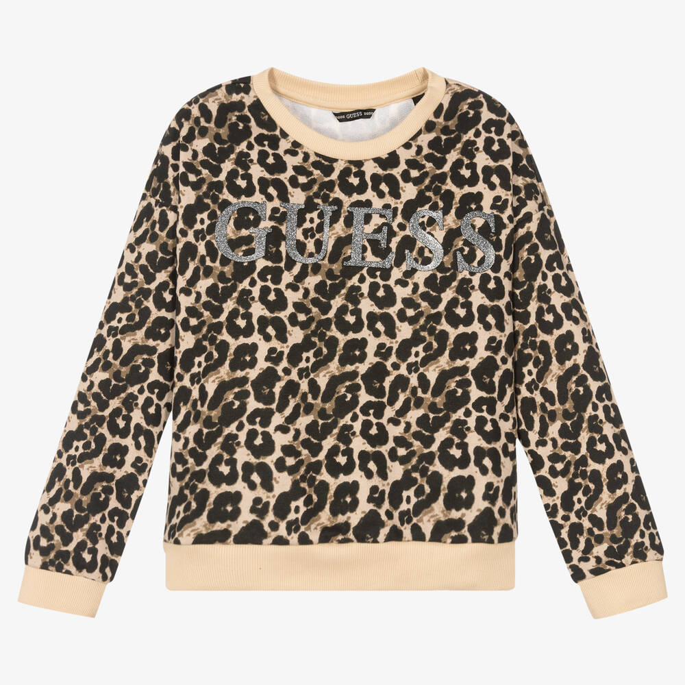 Guess - Girls Brown Leopard Sweatshirt | Childrensalon