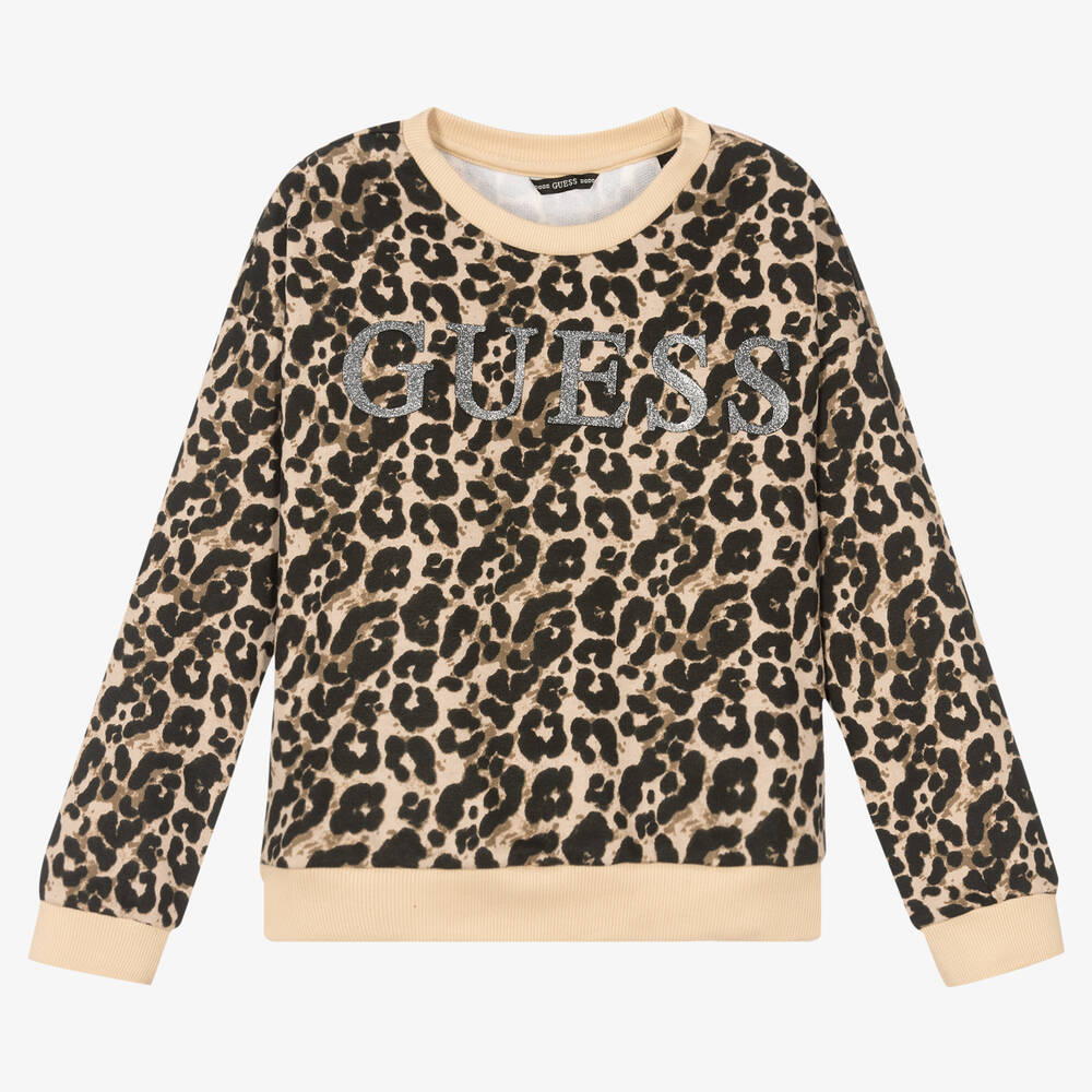 Guess Girls Brown Leopard Sweatshirt Childrensalon Outlet