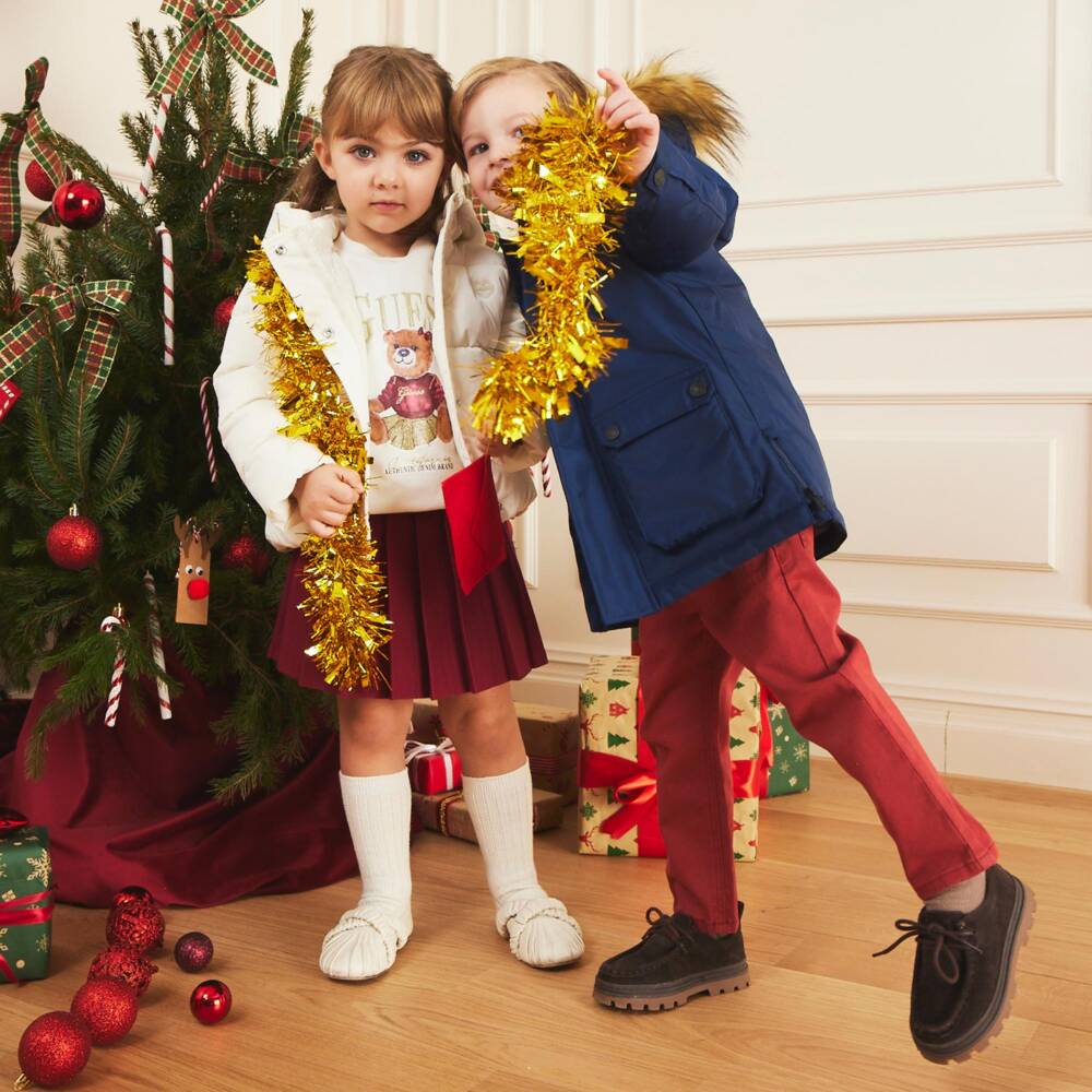 Guess-Girls Burgundy Red Pleated Jersey Skirt | Childrensalon Outlet